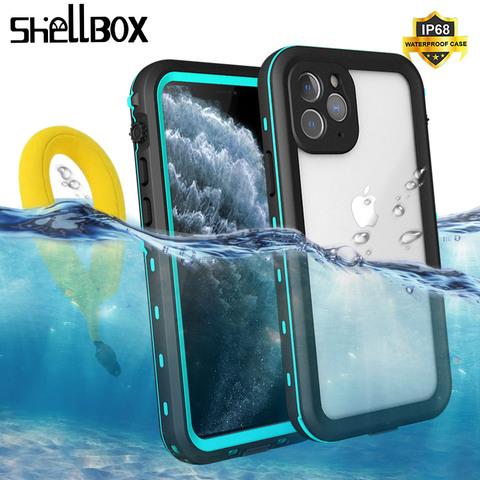 SHELLBOX-funda impermeable para teléfono móvil, carcasa subacuática a prueba de golpes para natación, buceo, para iPhone 12 11 Pro Max X XR XS MAX ► Foto 1/6