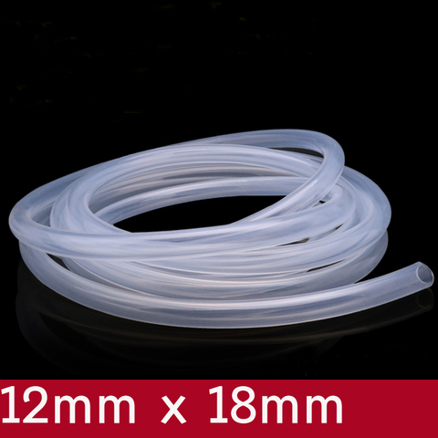 Tubo Flexible de silicona transparente, ID, 12mm x 18mm OD, Grado Alimenticio, no tóxico, manguera de goma para agua, leche, cerveza, tubo suave ► Foto 1/2