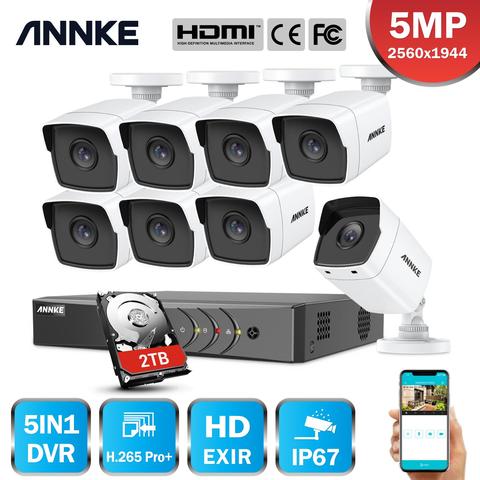 ANNKE-sistema de cámaras de seguridad CCTV, 8 canales, 5MP, Ultra HD, 5 en 1, + 5MP H.265, DVR, 5MP, TVI, IP67, resistente al agua ► Foto 1/6