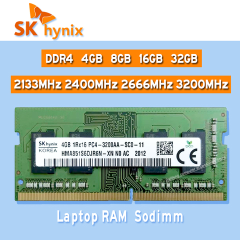 SK Hynix ddr4 1 GB 2GB 4GB 8GB 16GB 32GB 2133MHz a 2400MHz, 2666MHz, RAM de 3200MHz Sodimm la memoria del ordenador portátil pc4 2133P 2400T 2666V 3200AA ► Foto 1/1
