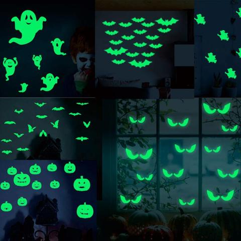 Pegatina de cristal brillante en la oscuridad para pared, calcomanías de decoración de Halloween, adornos luminosos para el hogar, verde, gran oferta 2022 ► Foto 1/6