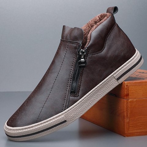 2022 zapatos casuales de los hombres italiano invierno cálido mocasines transpirables Slip negro zapatos de conducción zapatos de talla grande 38-46 ► Foto 1/5