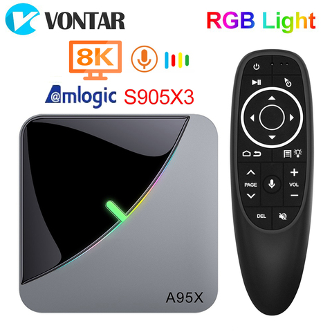 VONTAR 4GB 64GB RGB luz Dispositivo de TV inteligente Android 9,0 A95X F3 aire Amlogic S905X3 Wifi 4K 60fps apoyo Youtube reproductor de medios ► Foto 1/6