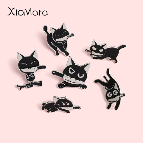 Pin esmaltado con cuchillo de gato Punk negro, broche asesino de moda, insignias de solapa, regalos de joyería para amigos ► Foto 1/6