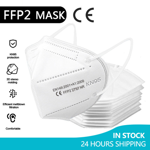 5-100 pieza FFP2 máscaras KN95 Facial Mascarillas adultos 5 capas filtro máscara de la boca máscara de protección respirador máscara ► Foto 1/6