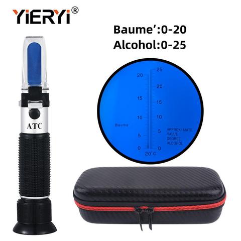 Yieryi-refractómetro de mano 2 en 1, vino, 0-25% de Alcohol, 0-20 ondas, herramienta de prueba de concentración de belleza, fotómetro, ATC, nuevo ► Foto 1/6