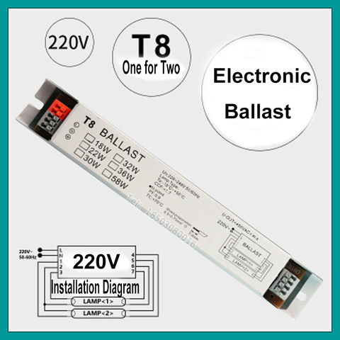 1x AC 220-240V 2x18W 2x18W 2x36W 2x58W ancho voltaje de trabajo T8 balasto electrónico fluorescente de voltaje amplio lastres de lámpara nueva ► Foto 1/6