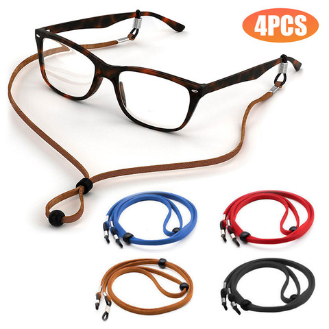 Correa de cuero para gafas, cordón ajustable para el cuello, cadena para gafas de sol, 4 unids/lote ► Foto 1/6