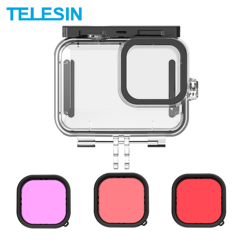 TELESIN-funda impermeable de cristal templado para GoPro Hero 9, de 50M funda impermeable, cubierta de buceo, filtro de lente, cámara negra Go Pro ► Foto 1/6