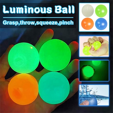 4pc Stick Bola de pared fluorescentes de Squash de Navidad pegajosa bola Diana descompresión tirar Fidget juguete niños regalo novedad de alivio de estrés ► Foto 1/6