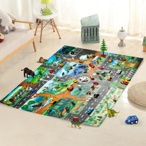 Juego de 100x130cm ruta de dinosaurio patrón del mundo de alfombra para dormitorio decoración alfombra jugar ortopédicos alfombra para niños ► Foto 1/6