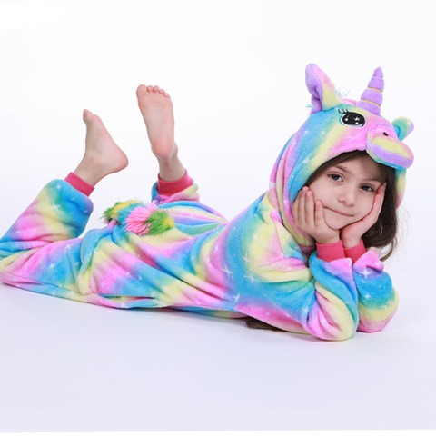 Kigurumi-Pijama de unicornio para niños, disfraz de Cosplay para niñas, ropa de dormir para 4, 6, 8, 10 y 12 años ► Foto 1/6