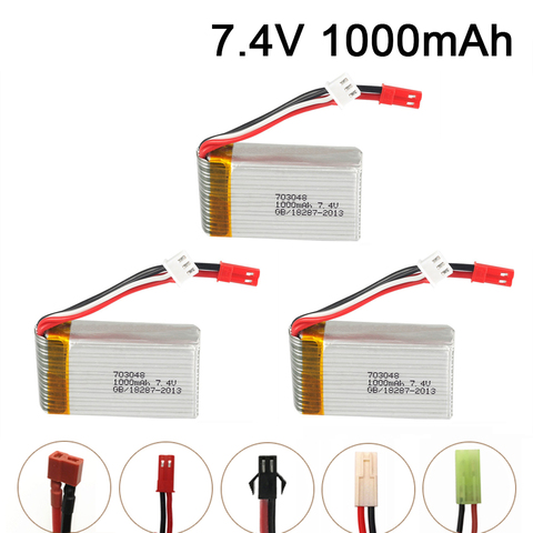 7,4 v 1000mah 703048 batería de Lipo para MJXRC X600 U829A U829X X600 F46 X601H JXD391 FT007 Lipo batería 7,4 V batería de juguete ► Foto 1/1