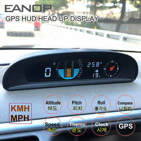 EANOP GH200 GPS HUD pantalla frontal para coche velocímetro inclinómetro inclinación voltaje automotriz brújula altitud para coches universales ► Foto 1/6