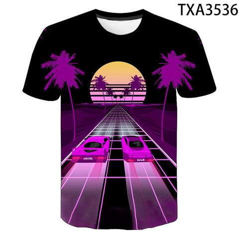 2022 nuevo 3D camiseta hombres, mujeres y niños Funy camiseta 80s RETRO Vintage RETROWAVE SYNTHWAVE música camisetas de Hip Hop Tee ► Foto 1/6