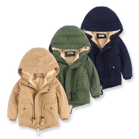 Chaquetas de exterior de lana para niños, abrigos cálidos con capucha, rompevientos, ropa informal de otoño ► Foto 1/6