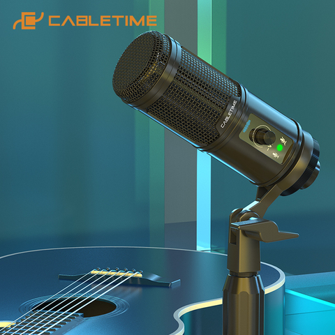 CABLETIME-micrófono USB con botón de silencio, altavoz profesional para videojuegos, grabación en vivo, estudio, portátil, Youtube, Skype, voz, C385 ► Foto 1/6