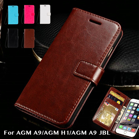 Funda de cuero Pu para AGM A9, carcasa trasera de silicona Tpu suave para AGM H1/AGM A9 JBL, funda de libro con tapa ► Foto 1/6