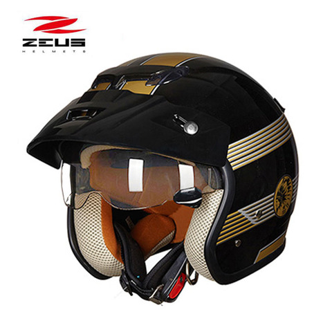 ZEUS-casco de motocicleta de cara abierta, ZS-381c con lente integrada, Retro Prince, novedad de invierno, 3/4 ► Foto 1/6