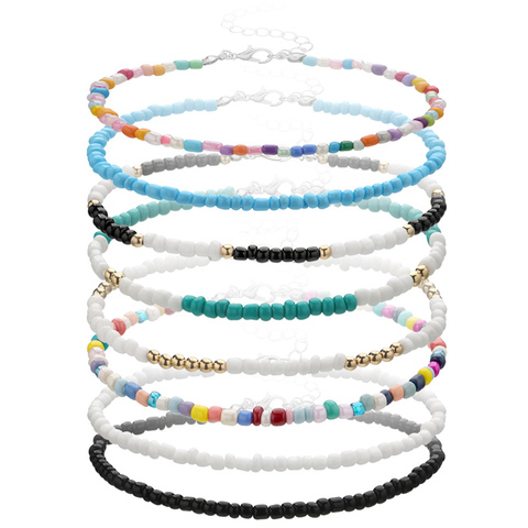 1 PC hechos a mano nuevos tobillera de cuentas ajustable colorido pulsera de tobillo en el pie de la pierna joyería de moda para los hombres y las mujeres 21,5 cm ► Foto 1/6