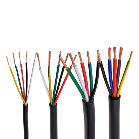 Cable negro RVV, 20AWG, 0,5 MM, 2 núcleos, 3 núcleos, 4 núcleos, 5 núcleos, 6 núcleos, 7 núcleos, 8 núcleos, 10 núcleos, 12 núcleos, 16 núcleos, 20 cables de control de señal ► Foto 1/6