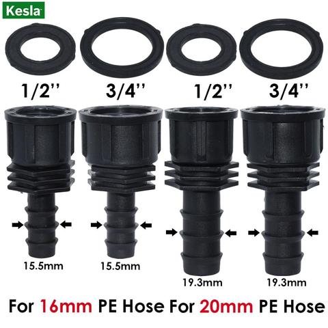 KESLA-manguera de PE de 16mm, 20mm, Conector de púas a adaptador roscado hembra de 1/2 