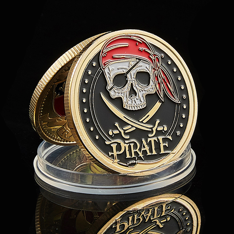 Vaule-Moneda de Oro coleccionable con Calavera, barco pirata, tesoro de oro, León del mar, corriendo, salvaje, 2022 ► Foto 1/6