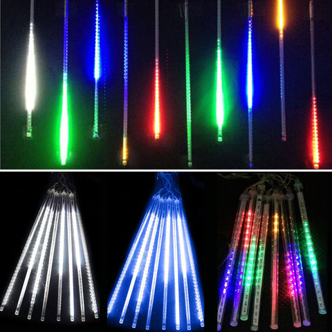 Tira de luces LED de lluvia para exterior, luces de 30/50cm, 8 tubos, decoraciones para árboles de Navidad para el hogar, exteriores, Año Nuevo, Navidad, boda ► Foto 1/6