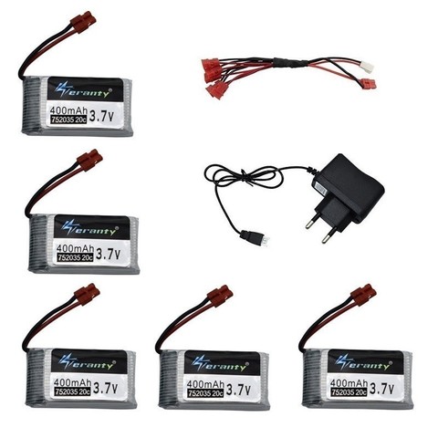 Batería Lipo de 3,7 V y 400mah + cargador para Dron SYMA X15 X5A-1 X15C X15W RC, piezas de repuesto para helicóptero, batería recargable de 3,7 v 702035 ► Foto 1/3