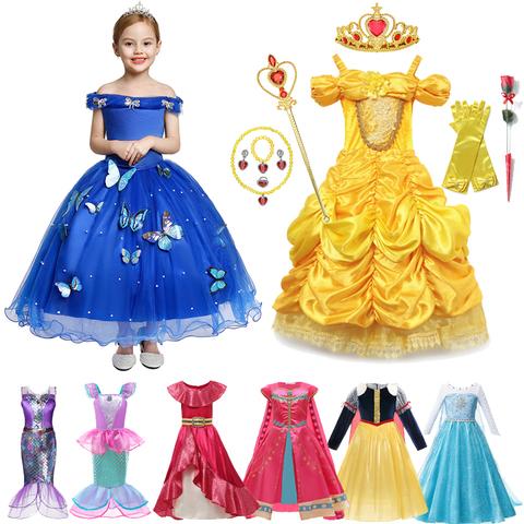 Congelados Elsa Anna nieve vestido de reina de la princesa del traje de Cosplay de Halloween de vestidos para niñas Navidad Fiesta ► Foto 1/6