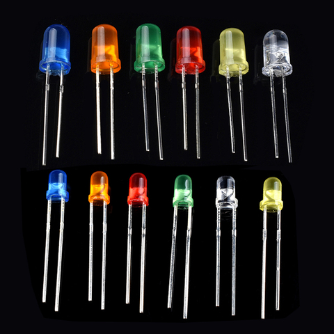 Kit surtido de diodo de luz LED de 3MM y 5MM, componentes electrónicos lámpara de inmersión Diodo Emisor luz Led rojo amarillo, naranja verde azul blanco ► Foto 1/6