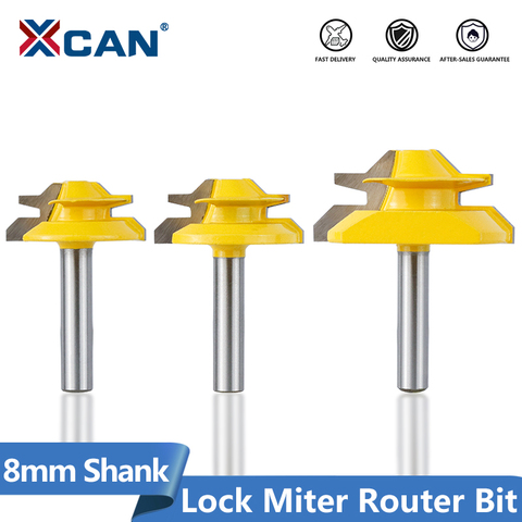 XCAN-broca de bloqueo de 45 grados para ranuradora de inglete, Router Bit de 8mm, caña para trabajar la madera, herramientas de carburo, Router Bits Fresa de madera ► Foto 1/6