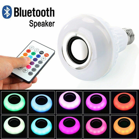 Bombilla LED RGB inteligente E27, altavoz inalámbrico con Bluetooth, música, reproducción de Audio, Bombilla regulable, lámpara RGBW con control remoto, 12W ► Foto 1/6