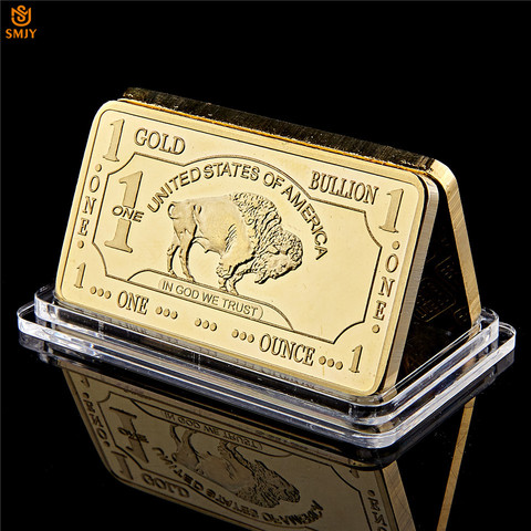 Réplica americana de barra de búfalo de oro, moneda conmemorativa coleccionable chapada en oro de 1 onza de Troya de EE. UU. ► Foto 1/6