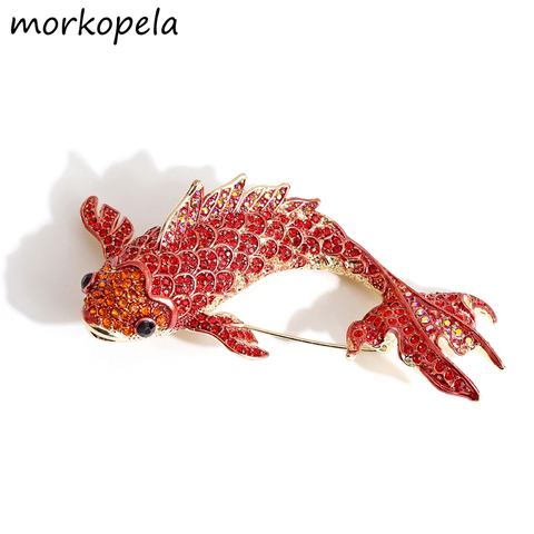 Morkopela-broche de pedrería de pescado para mujer, joyería Vintage, broches grandes para banquete, broches de cristal, accesorios ► Foto 1/6