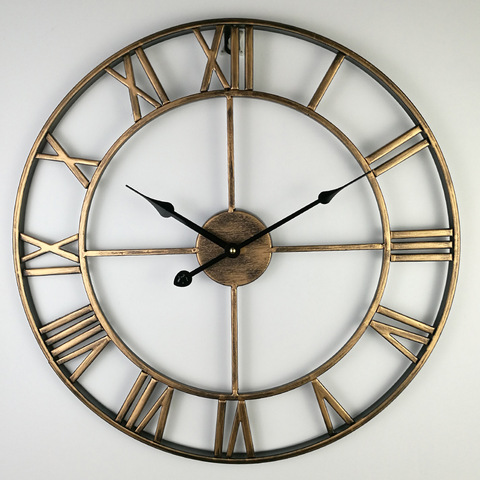 Reloj de pared de hierro forjado de Metal Retro nórdico de 40-80 cm, reloj de pared de diseño moderno para sala de estar, reloj de cuarzo decorativo silencioso para sala de estar ► Foto 1/5