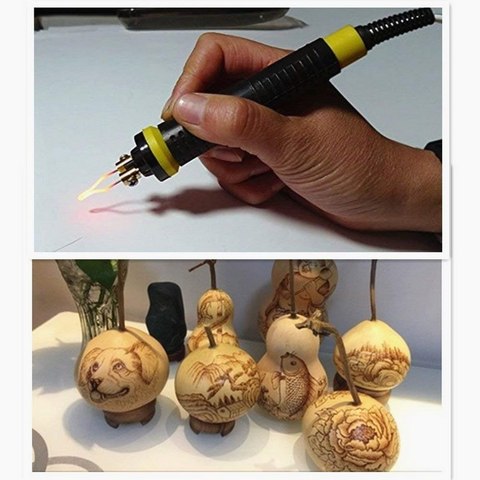 Doméstica-máquina de pirograbado con pantalla Digital, 60W, calabaza, soldadores para quemar madera, Kit de herramientas artesanales, máquina de pirograbado ► Foto 1/6