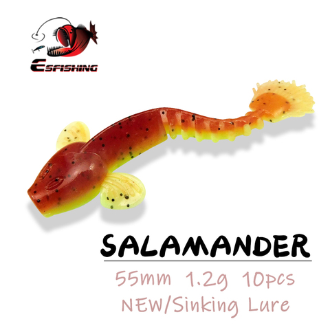 Esfishing-Nuevo señuelo de gusano salamandra, 55mm, 1,2g, 10 Uds., cebo de pesca, gusano ► Foto 1/1