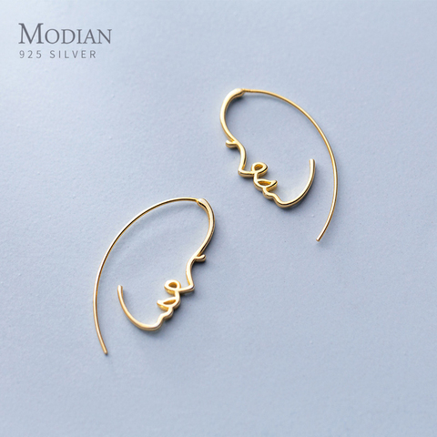 Modian-pendientes de plata de ley 925 con diseño de la cara, joyería fina ► Foto 1/5