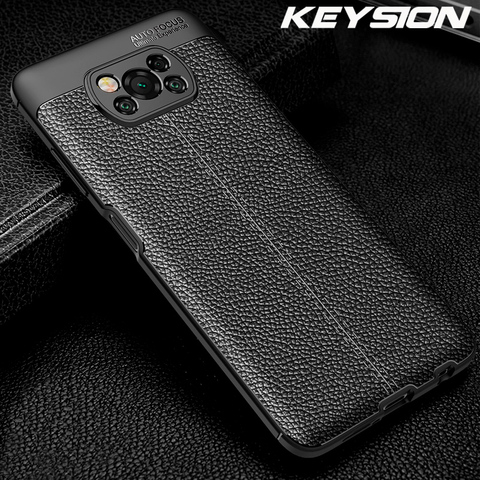 KEYSION-funda a prueba de golpes para Xiaomi POCO X3 NFC, funda trasera del teléfono de silicona suave de cuero de lujo para Pocophone M3 X3 NFC F2 Pro X2 ► Foto 1/6