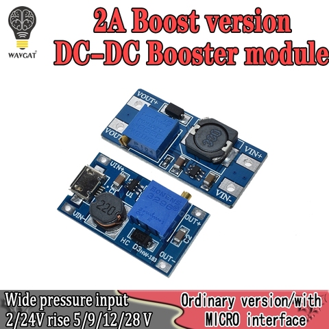 Convertidor de aumento de DC-DC MT3608 2A, módulo de fuente de alimentación, salida máxima de 2V-24V a 5V 9V 12V 28V para arduino ► Foto 1/6