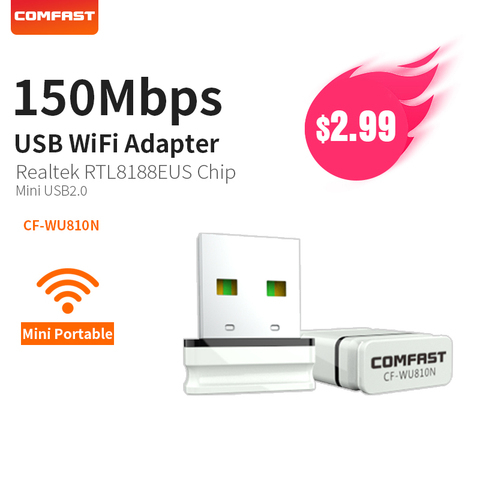 Comfast WiFi adaptador 150 Mbps mini puntos de acceso inalámbrico tarjeta de red wifi usb antena dongle Windows XP 7 8 10 mac OS CF-WU810N ► Foto 1/6