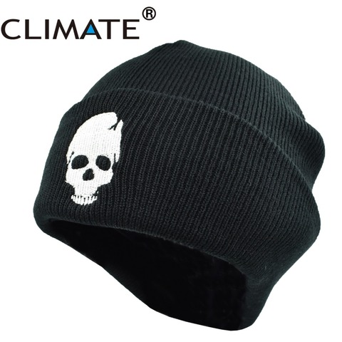 CLIMATE-gorro de lana con esqueleto para hombre, gorro cálido de invierno, estilo Hip Hop, color negro ► Foto 1/6