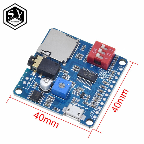 Grea tit-módulo amplificador de reproducción de voz Arduino, 5W, reproductor de música MP3, tarjeta SD/TF, integrado UART, disparador i/o, Clase D ► Foto 1/6