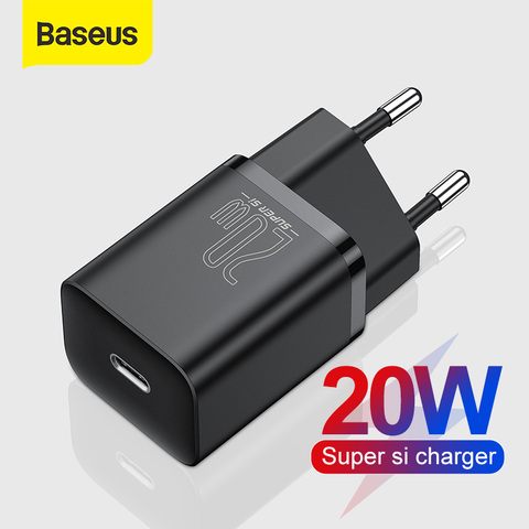 Baseus 20W PD Super Si USB C cargador para iPhone 12 Pro Max apoyo QC3.0 de carga rápida cargador de teléfono portátil para iP 11 Pro Max ► Foto 1/6