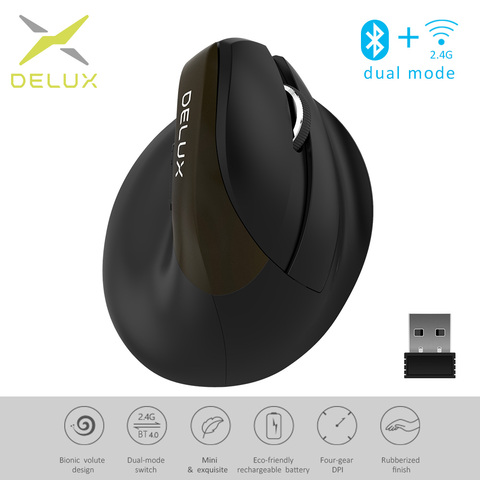 Delux-ratón inalámbrico Vertical M618Mini Jet, Bluetooth, USB, 2,4 GHz, RGB, recargable, silencioso, para oficina ► Foto 1/6