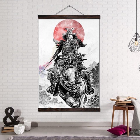 Carteles e impresiones de Arte de la pared Decoración, pintura en lienzo para decoración del hogar, imágenes de pared para sala de estar, arte japonés samurái, caballo de montar ► Foto 1/6