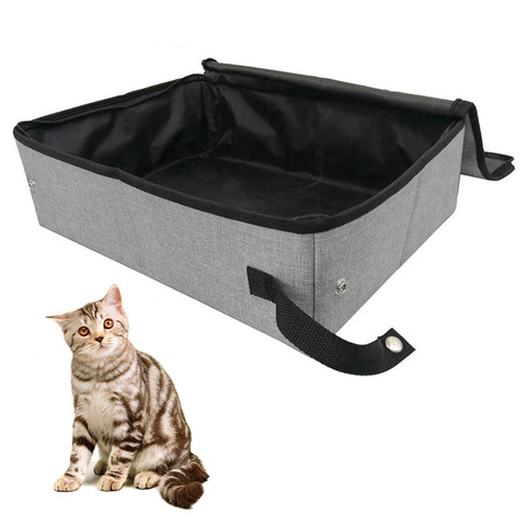 Inodoro portátil con cubierta para mascotas, utensilio práctico para el hogar, limpieza al aire libre, caja de arena para gatos, impermeable, plegable, tela Oxford suave ► Foto 1/6