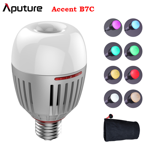 Aputure-bombilla LED inteligente B7C, 7W, RGBWW, CRI 2000K-10000K, ajustable, 0-100%, atenuación continua, Control por aplicación, luces de fotografía ► Foto 1/6