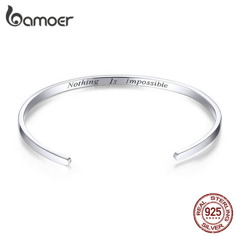 Bamoer-pulsera de plata de ley 925 con grabado de 